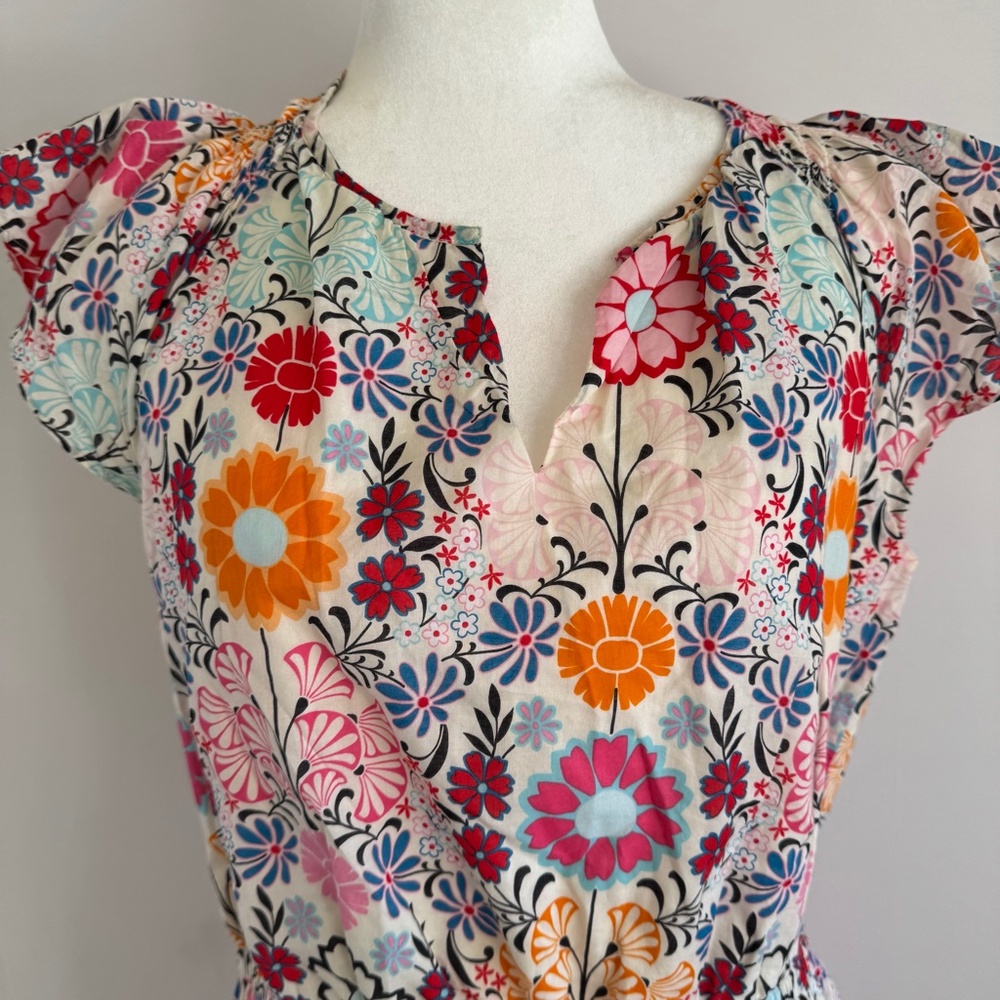 Talbots Size 12P Petite Floral Dress | Colorful Spring Summer Fit & Flare midi - Picture 5 of 8